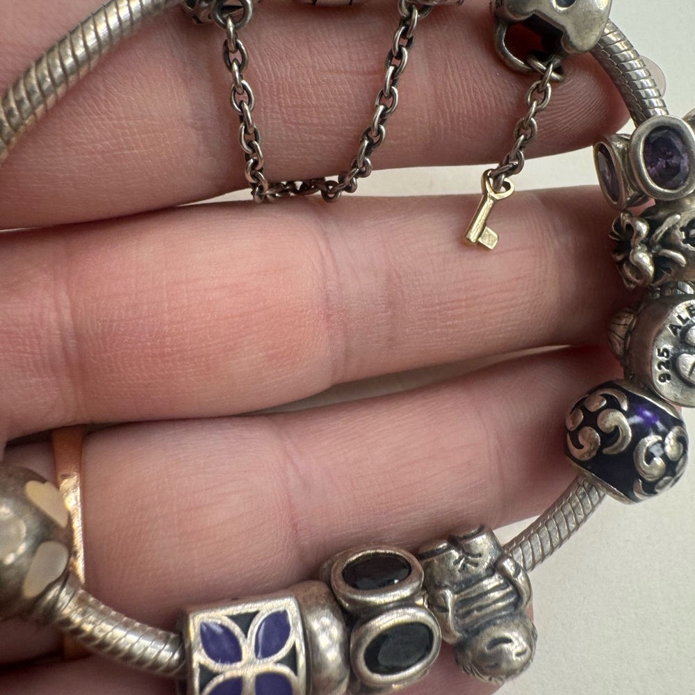 Authentic Vintage Sterling Silver PANDORA Charm Bracelet 6.5" Wrist 52.2g - Picture 12 of 16